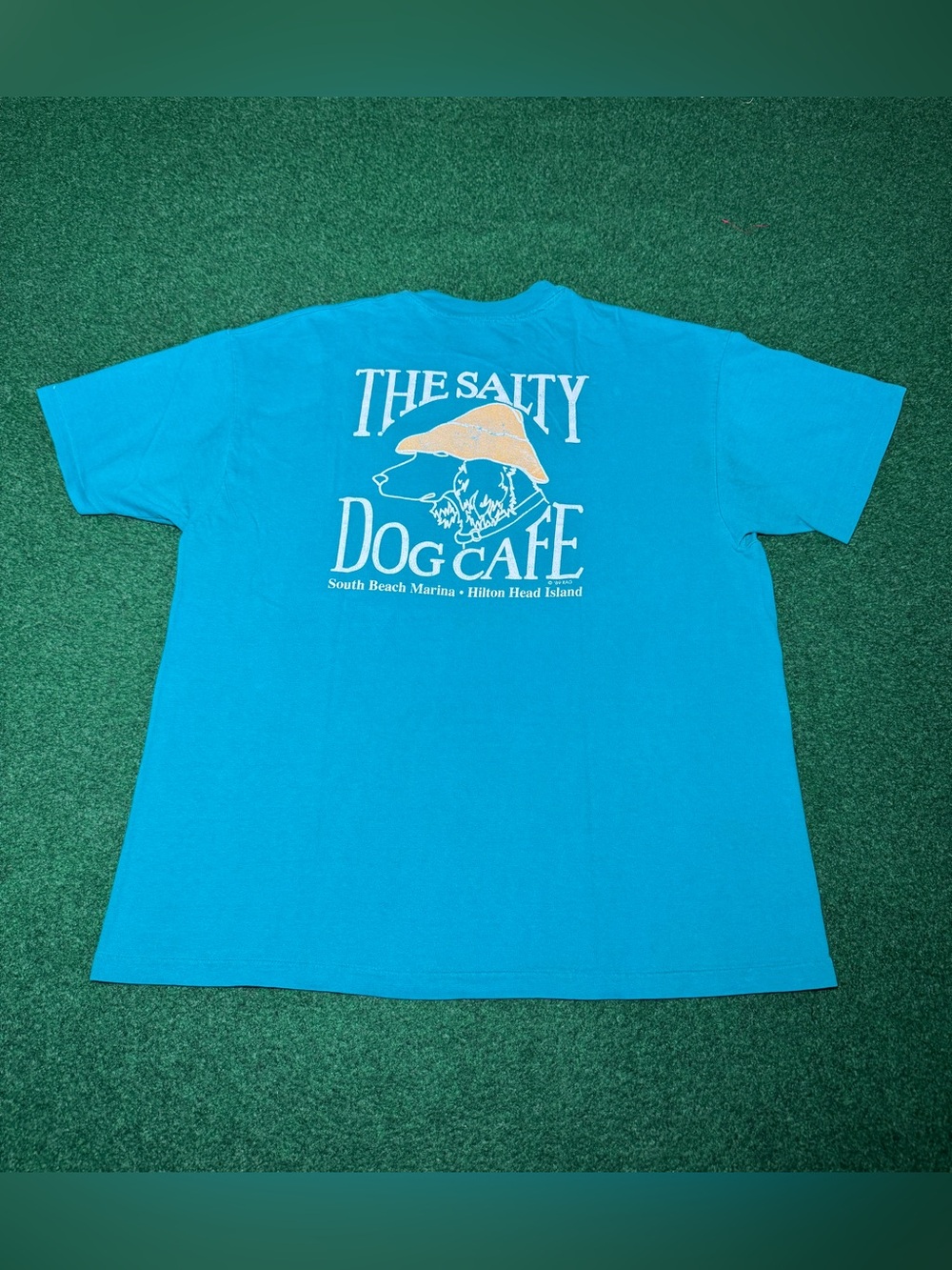 Salty Dog Cafe Vintage 80s 90s T Shirt L/XL 23x28 Blue T Shirt Single Stitch